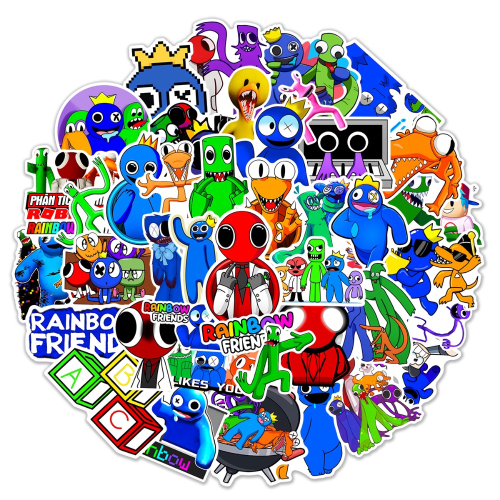 50 / 60Pcs Stiker Motif Game Rainbow Friends Tahan Air Untuk Mobil / Laptop / Handphone