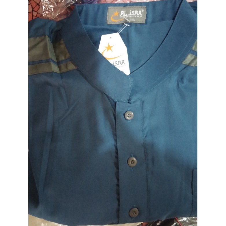 ORIGINAL  Setelan Muslim Gamis Pria Cordova Biru Toska List Biru Tua AL-ISRA TERBARU