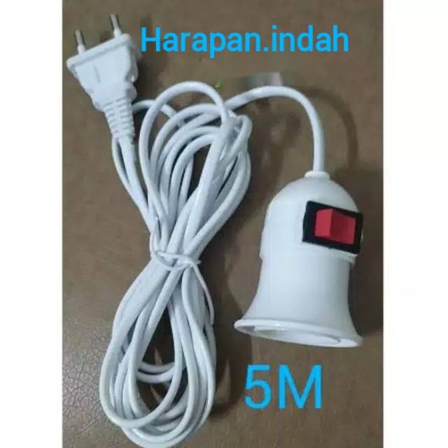 Fitting lampu dan kabel 5meter/fitting rumah saklar swich / kabel fitting