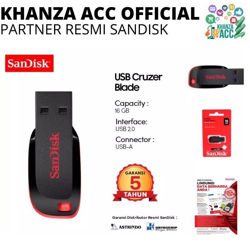 KHANZAACC FLASHDISK SANDISK CRUZER BLADE 16GB