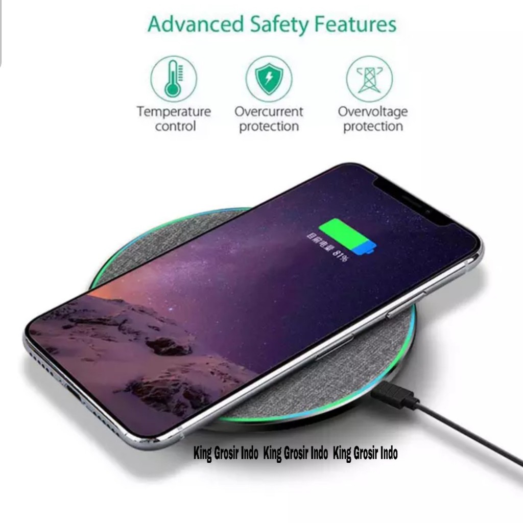 Wireless Charger 10 Watt Fast Charging For Samsung Iphone Oppo Xiaomi Realme Airpods Dll