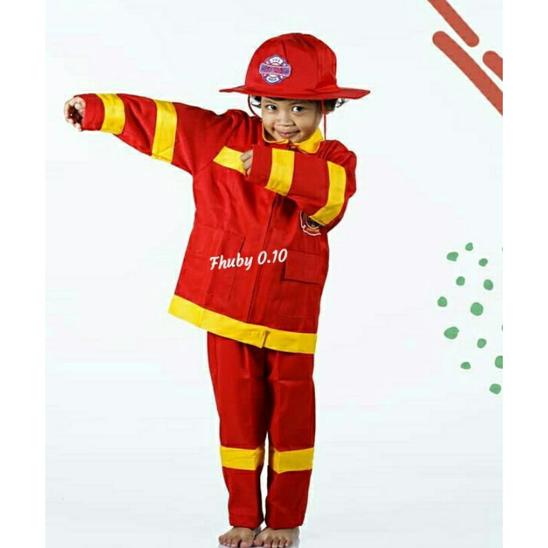 Baju Kostum Pemadam kebakaran Anak // Kostum Profesi Damkar Anak // Baju Profesi Anak