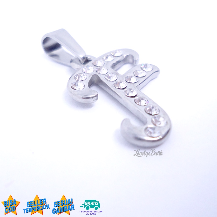 Lovelybutik Liontin Huruf Titanium Liontin Inisial Abjad F Klasik