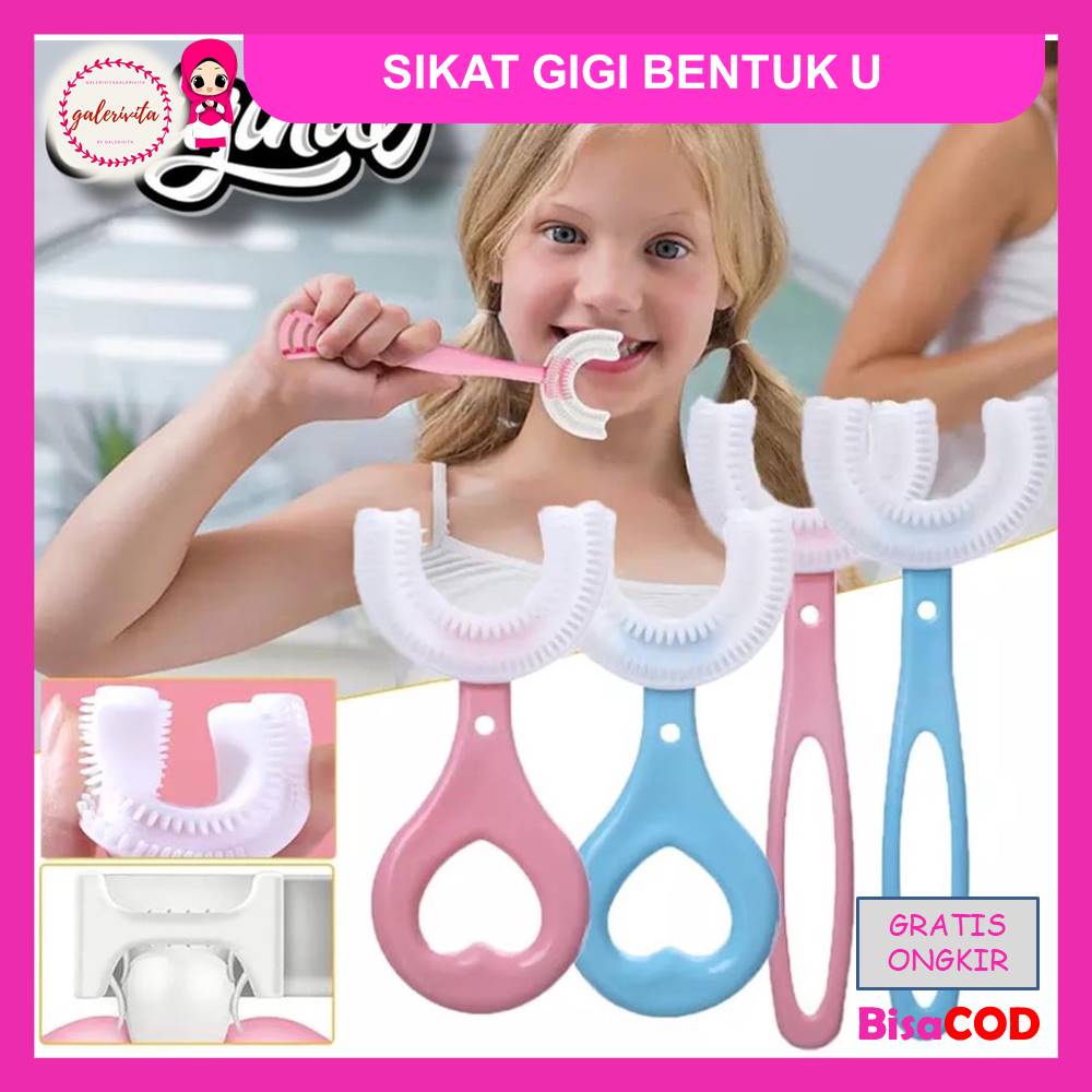 Sikat Gigi Bentuk U / Sikat Gigi Silikon Anak  2 Tahun - 6 Tahun