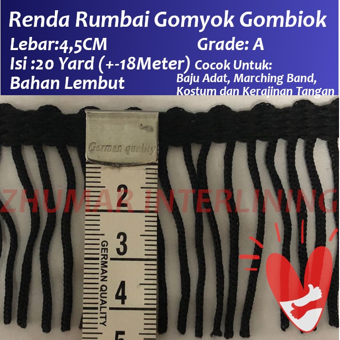 Renda Rumbai Gomyok Gombiok Premium bahan LEMBUT