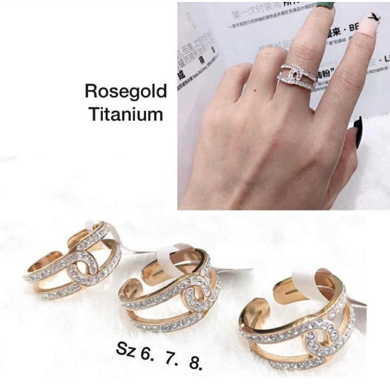 Cincin Titanium asli Ring Stainless steel Rosegold Premium Quality Anti karat anti alergi 05