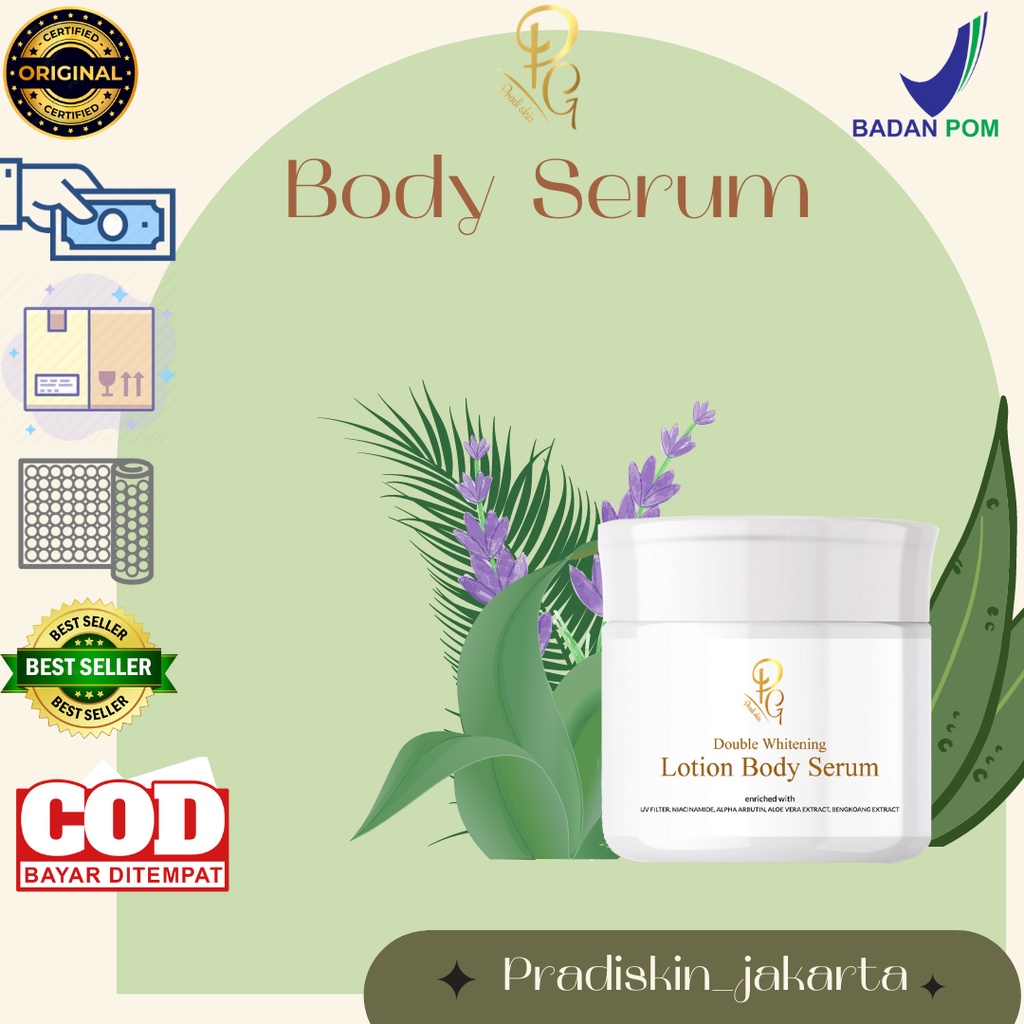 Double Whitening Lotion Body Serum Pradiskin Glow MEMUTIHKAN