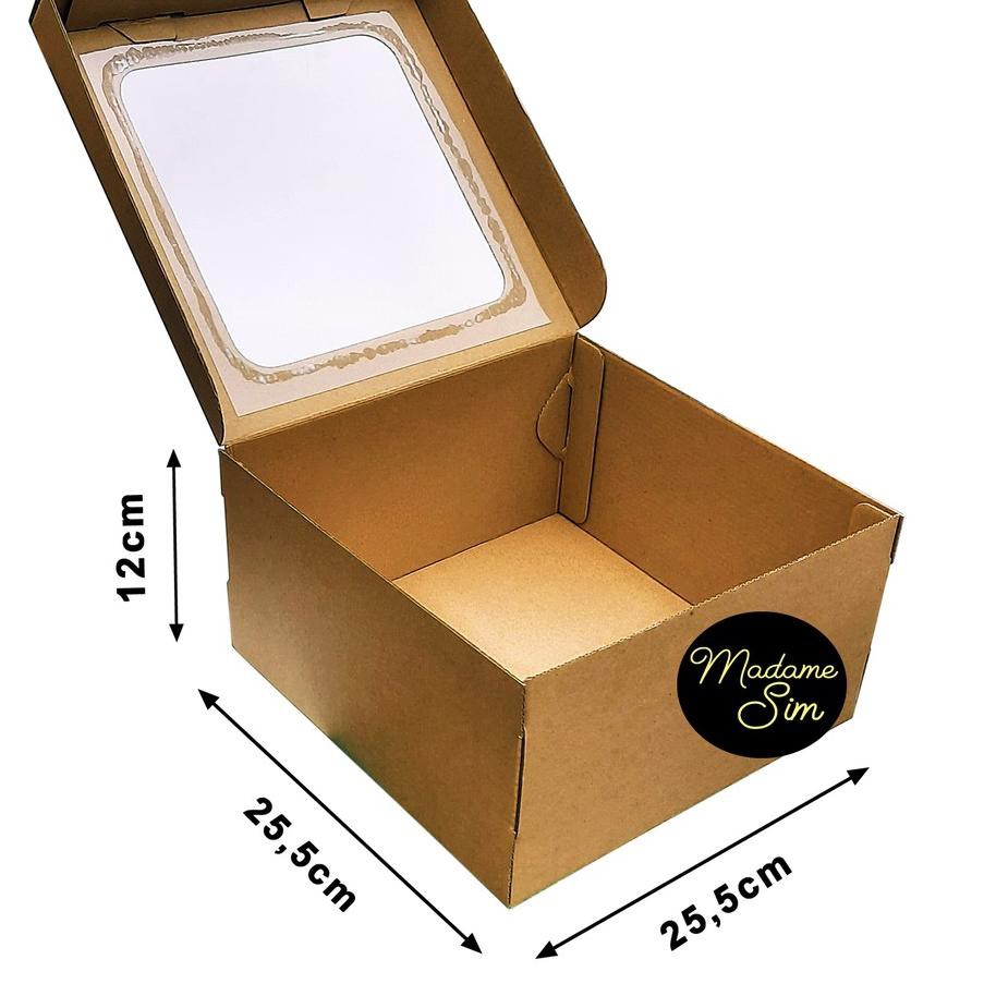 

KOTAK KUE - CAKE BOX 25 x 25 x 12 CM - COKLAT + JENDELA (ISI 10 PCS) EIL ❤️