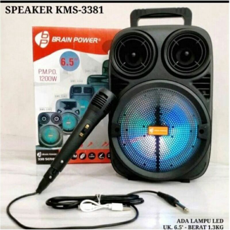 SPEAKER BLUETOOTH KARAOKE +MIC WIRELESS PORTABLE BRAIN POWER