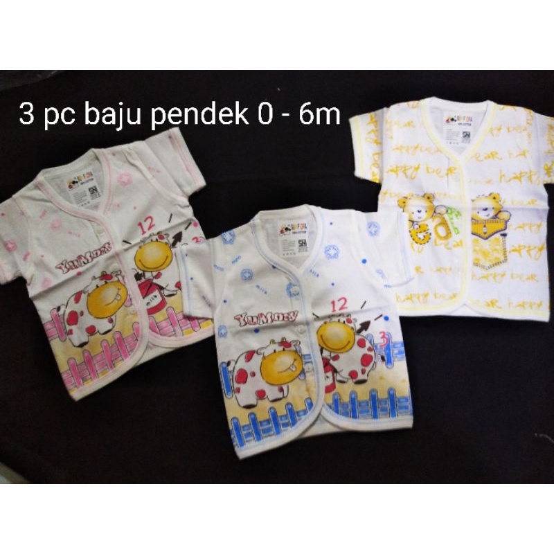 Sun flora 3pc baju kutung / pendek / panjang bayi 0 - 6m