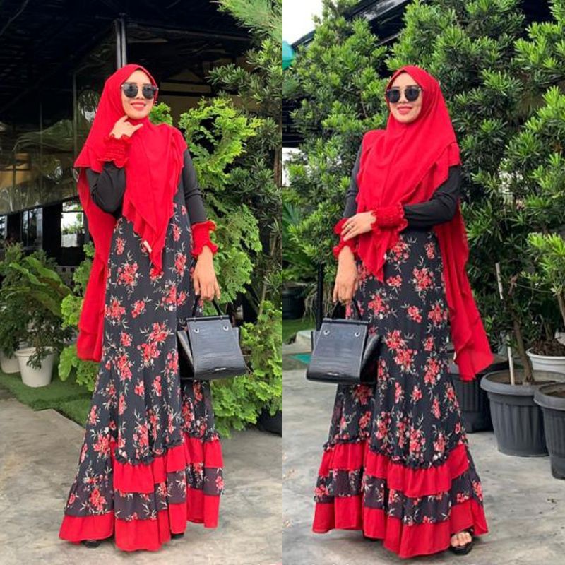 Rosie Flower Red Syar'i