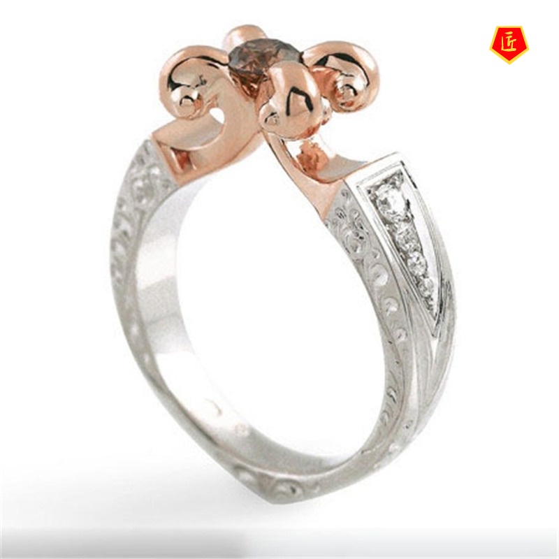 [Ready Stock]Creative 14K Rose Gold Two-Tone Ring
