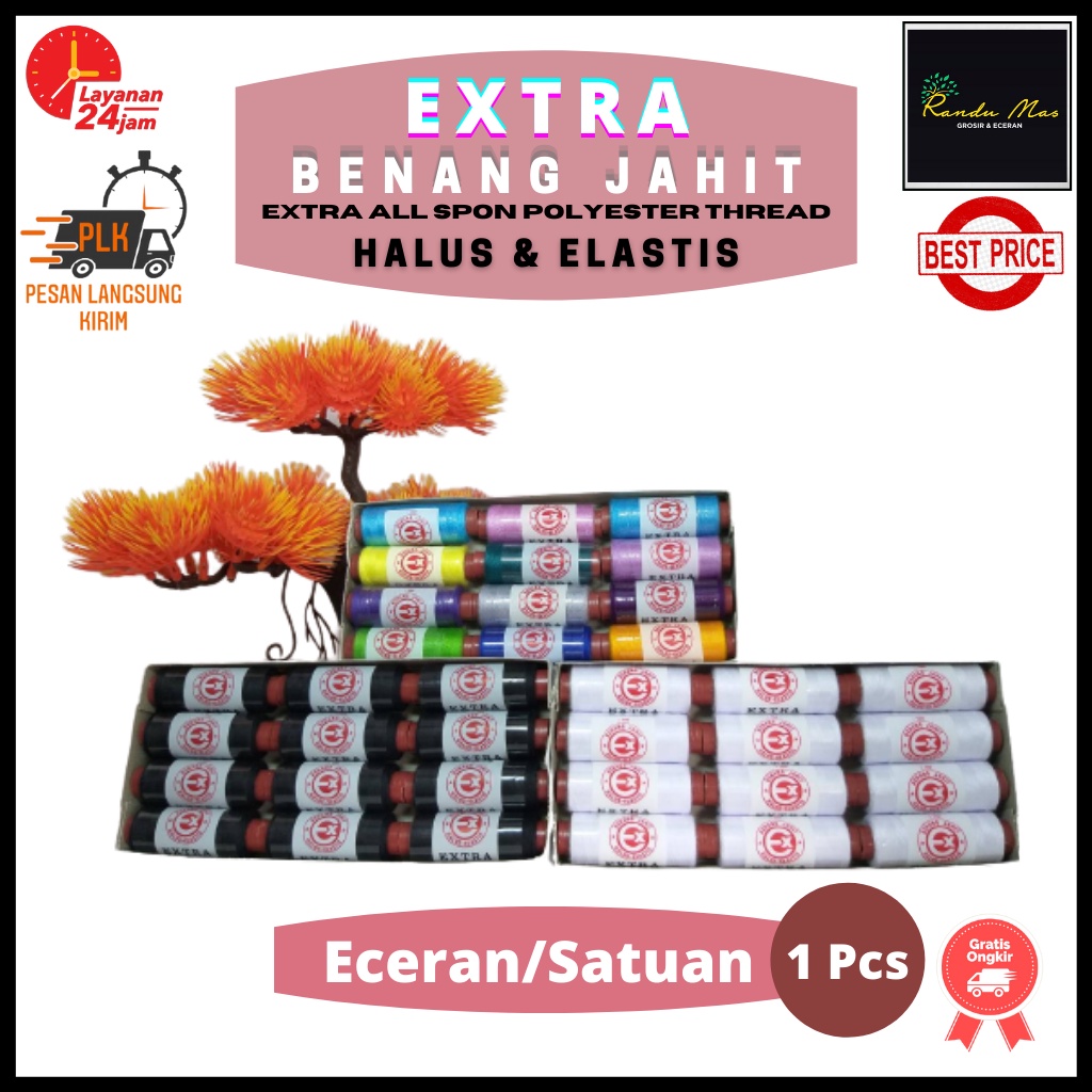 Benang Jahit Merek Extra Eceran/Satuan Benang Jahit Warna Komplit Halus dan Elastis Original Murah