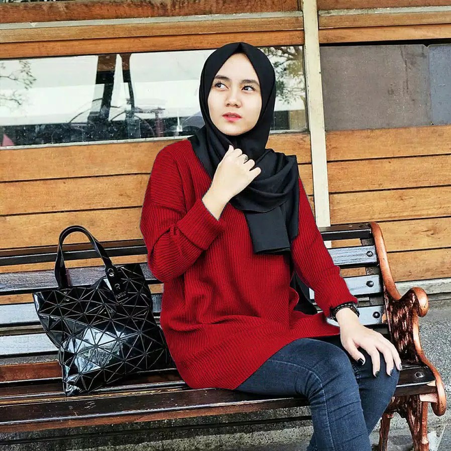 BOXY SWEATER XXL /ATASAN MURAH / BLAOUSE / TUNIC-MERAH