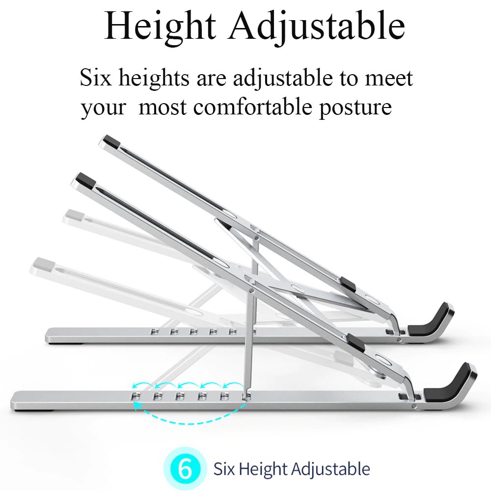 WIWU S400 - Ergonomic Aluminium Alloy Adjustable Folding Laptop Stand - Untuk Notebook ukuran 10-15&quot;