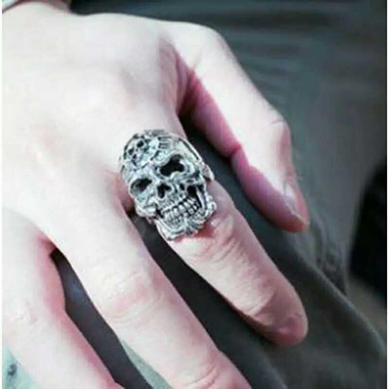 Cincin Pria gaya tengkorak punk style men ring carved series