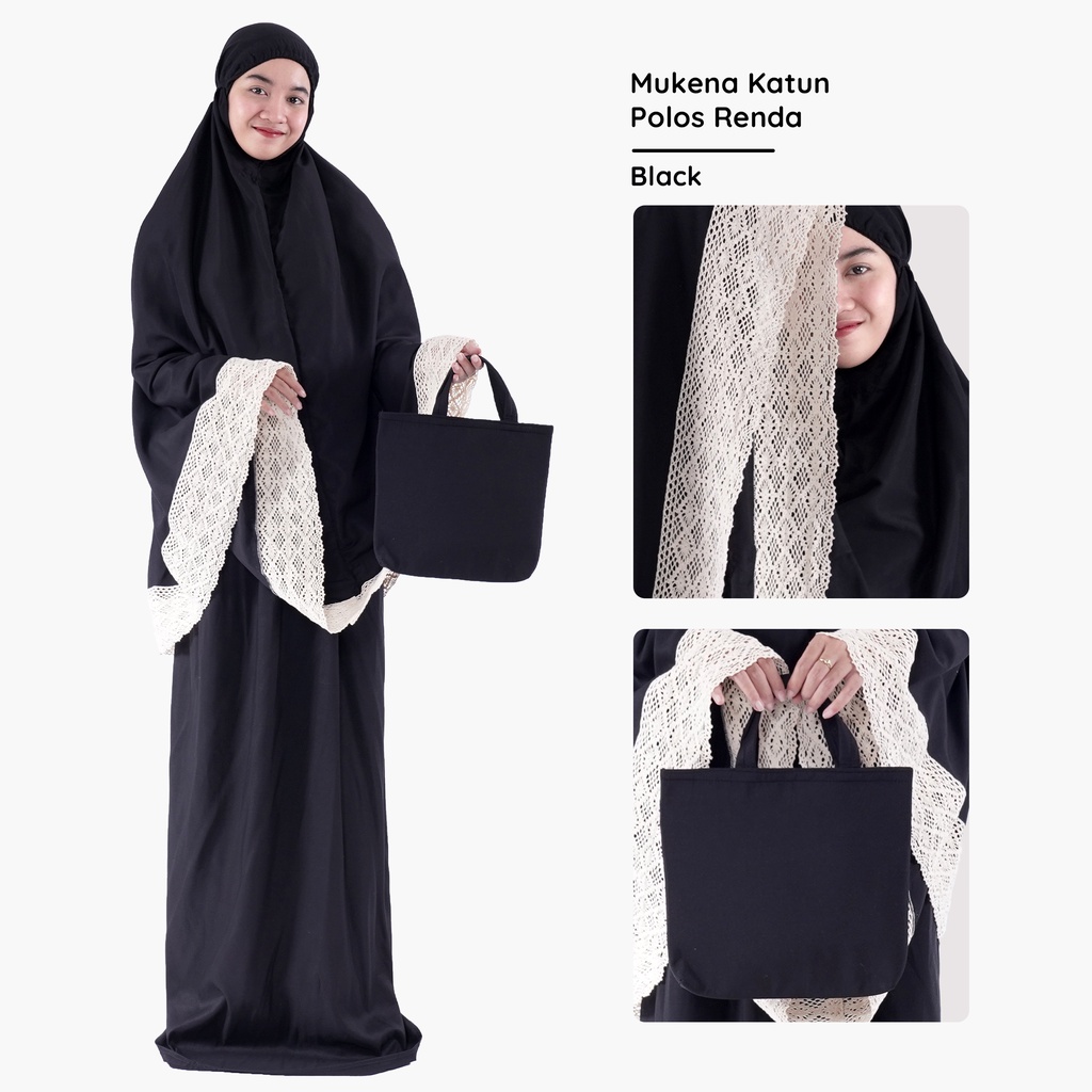 Mukena Katun Polos Renda / mukena dewasa katun polos premium