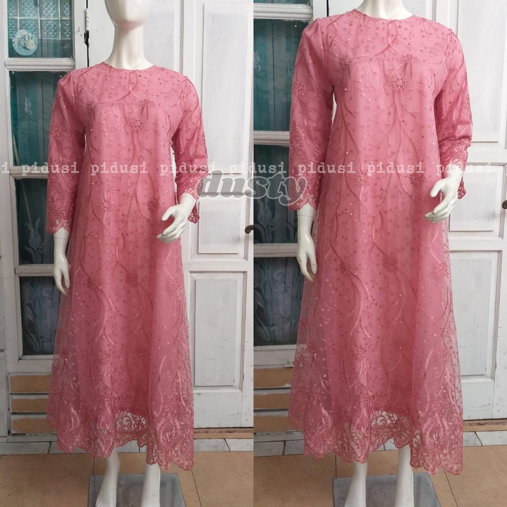 LONG GAMIS TULLE MUTIARA ARIMBI BARU / GAMIS PESTA