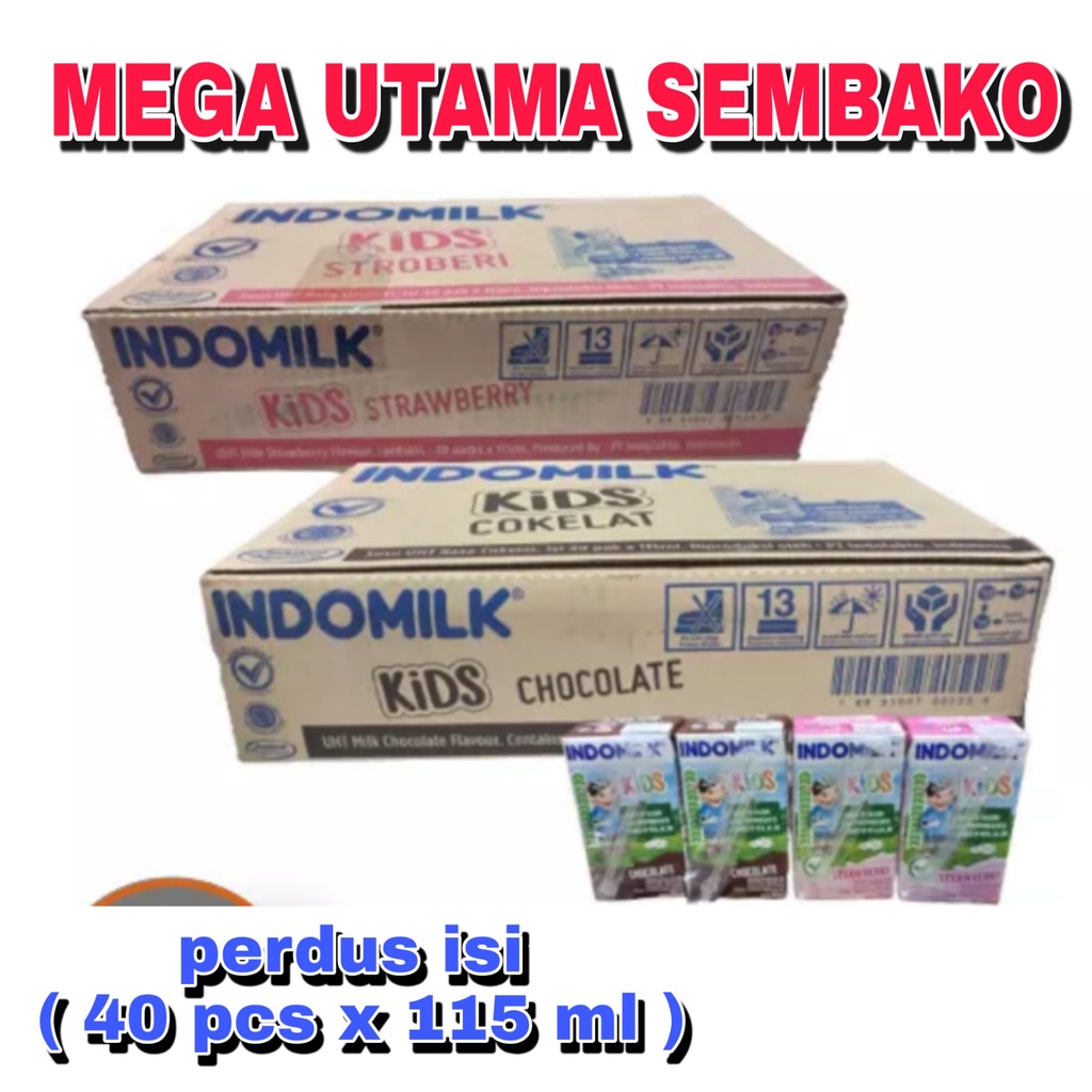 

indomilk kids susu uht rasa coklat dan strawberry perdus isi ( 40 pcs x 115 ml )