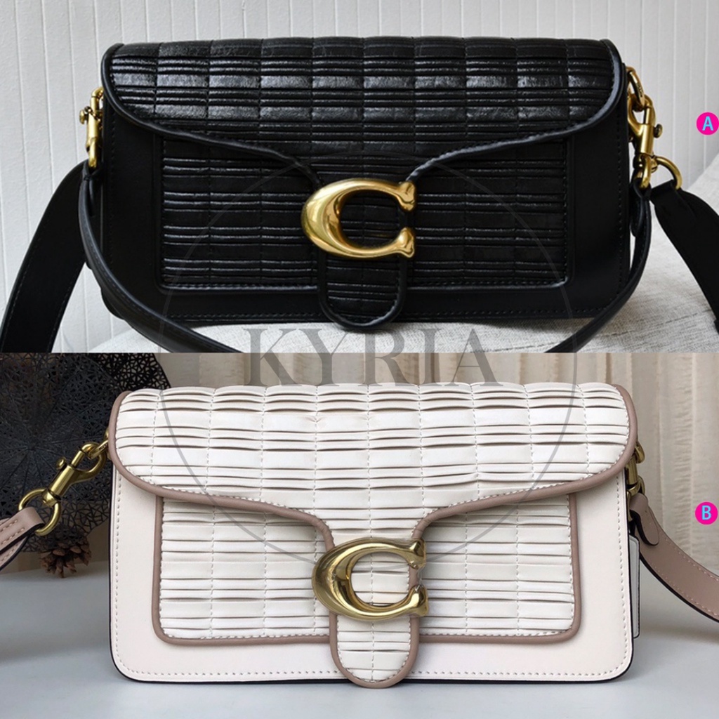 TAS WANITA WOMEN TABBY 26 IN PLEATING SHOULDER BAG TAS SELEMPANG 89149 white BLACK