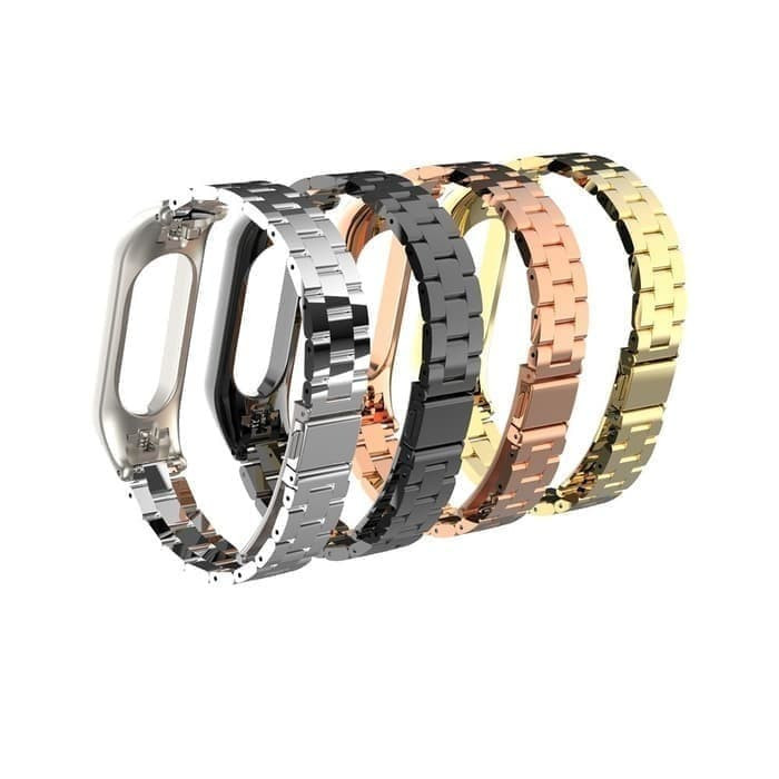 MiBand 5 Strap Bracelet Metal New Strap Mi Band 5 Stainless Steel - Hitam