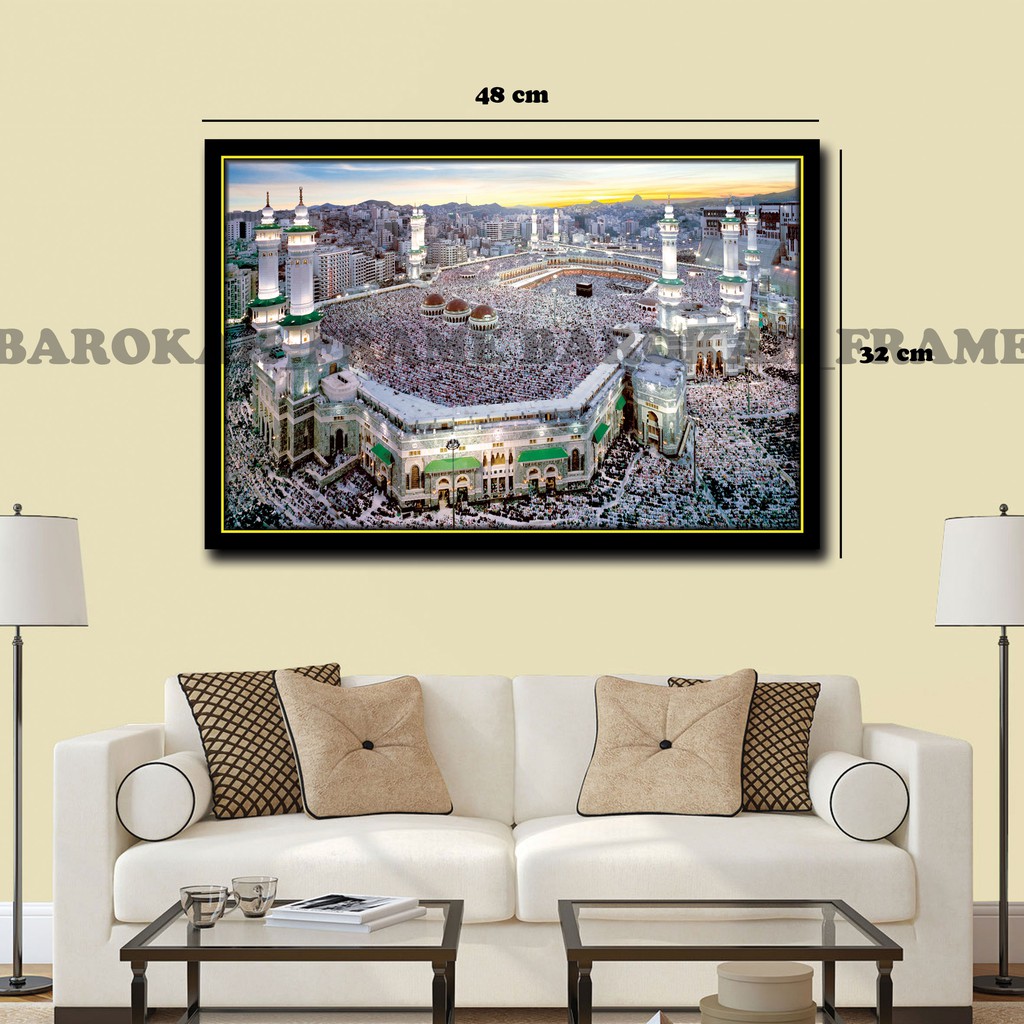 Foto bingkai Mekah Mekkah Madinah Kakbah 32x48cm