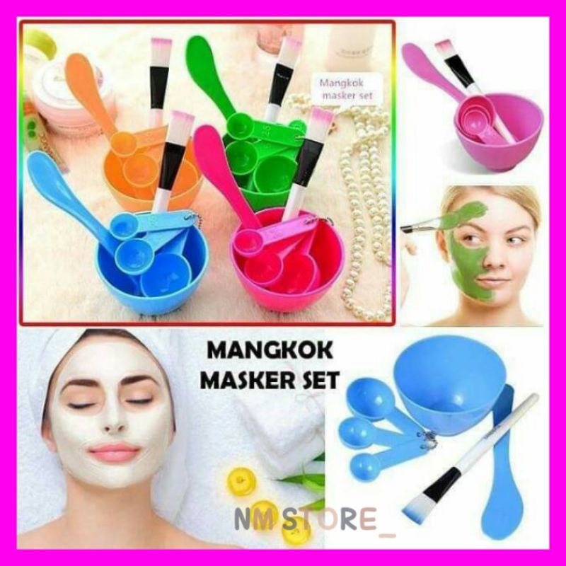 Mangkok Masker Set / Mask Bowl / Mangkok Masker 4 IN 1 / Kosmetik / Brush / Kuas