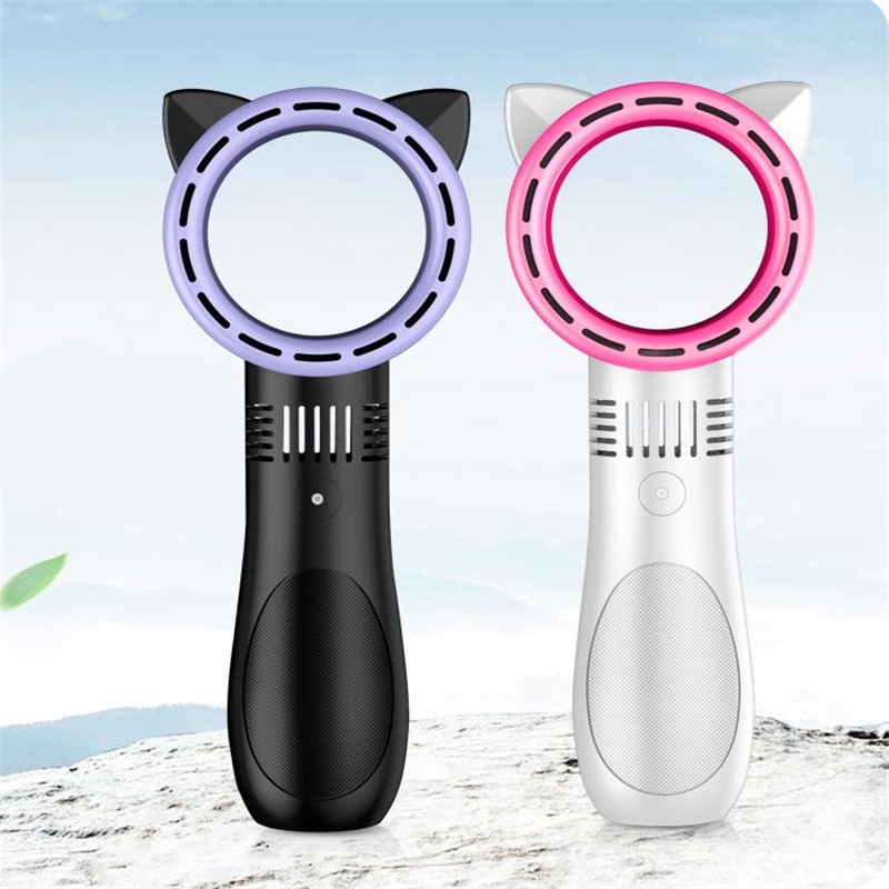 Kipas Angin Cat Korea Tanpa Baling / Bladeless Fan Mini Cute Cat Ear Charge Usb