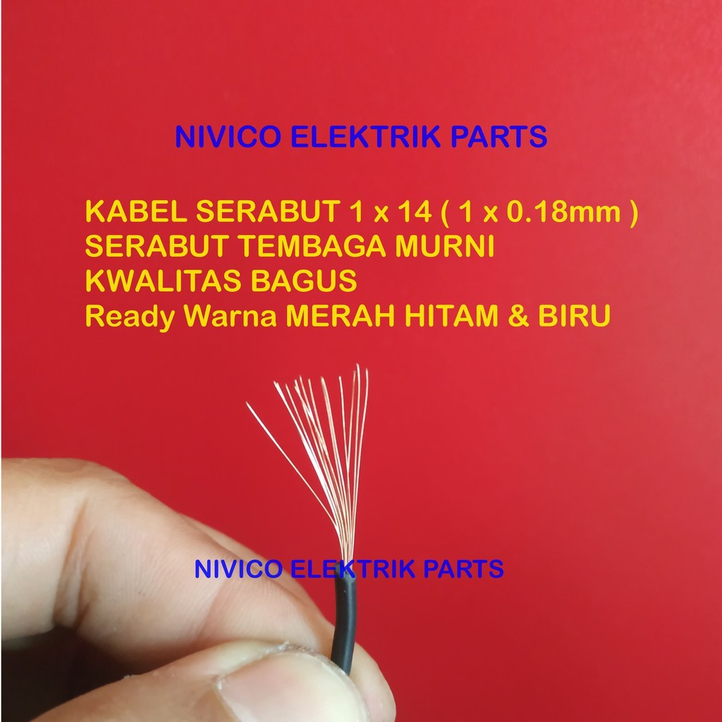 5 Meter Kabel Serabut Tunggal 1 x 14/ Kabel Serabut 1 x 14/ Kabel Api 1 x 14/ Kabel Motor / Kabel Po