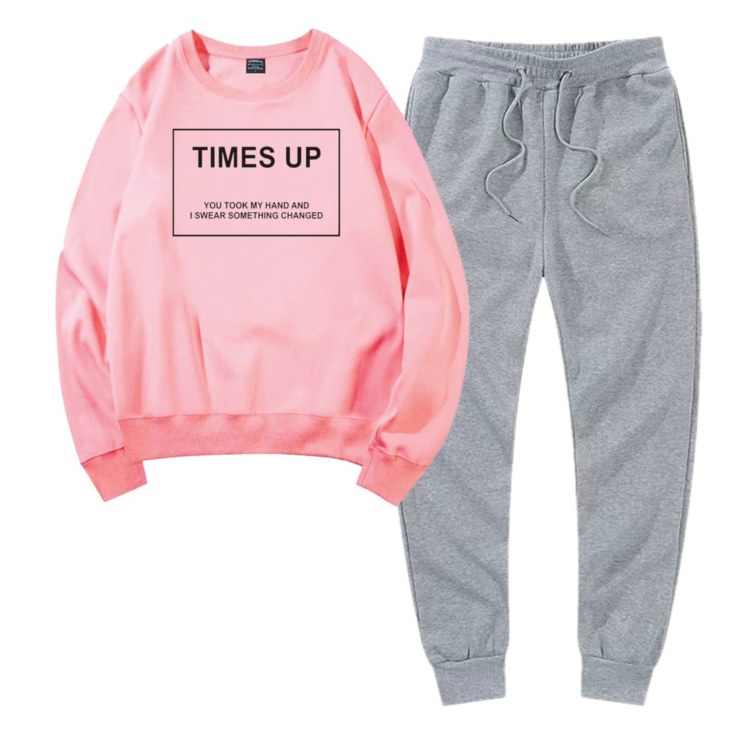 BESS - Baju Setelan Wanita Murah / Setelan Sweater + Jogger Abu - TIMES UP