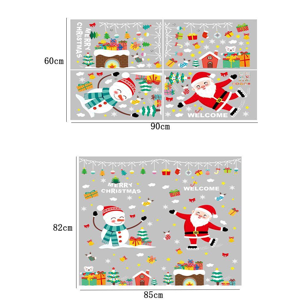 Solighter Stiker Jendela Natal Perlengkapan Pesta Santa Rusa Statis Sticker