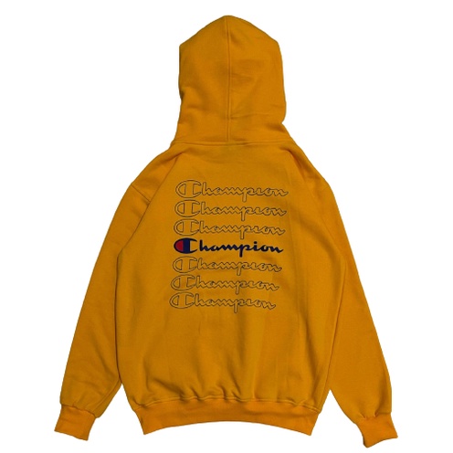 Jaket Sweater Hoodie CHAMP BACK WRITING – Yellow Edition Fashion Trendy Casual Pria Good Brand Quality Stylish