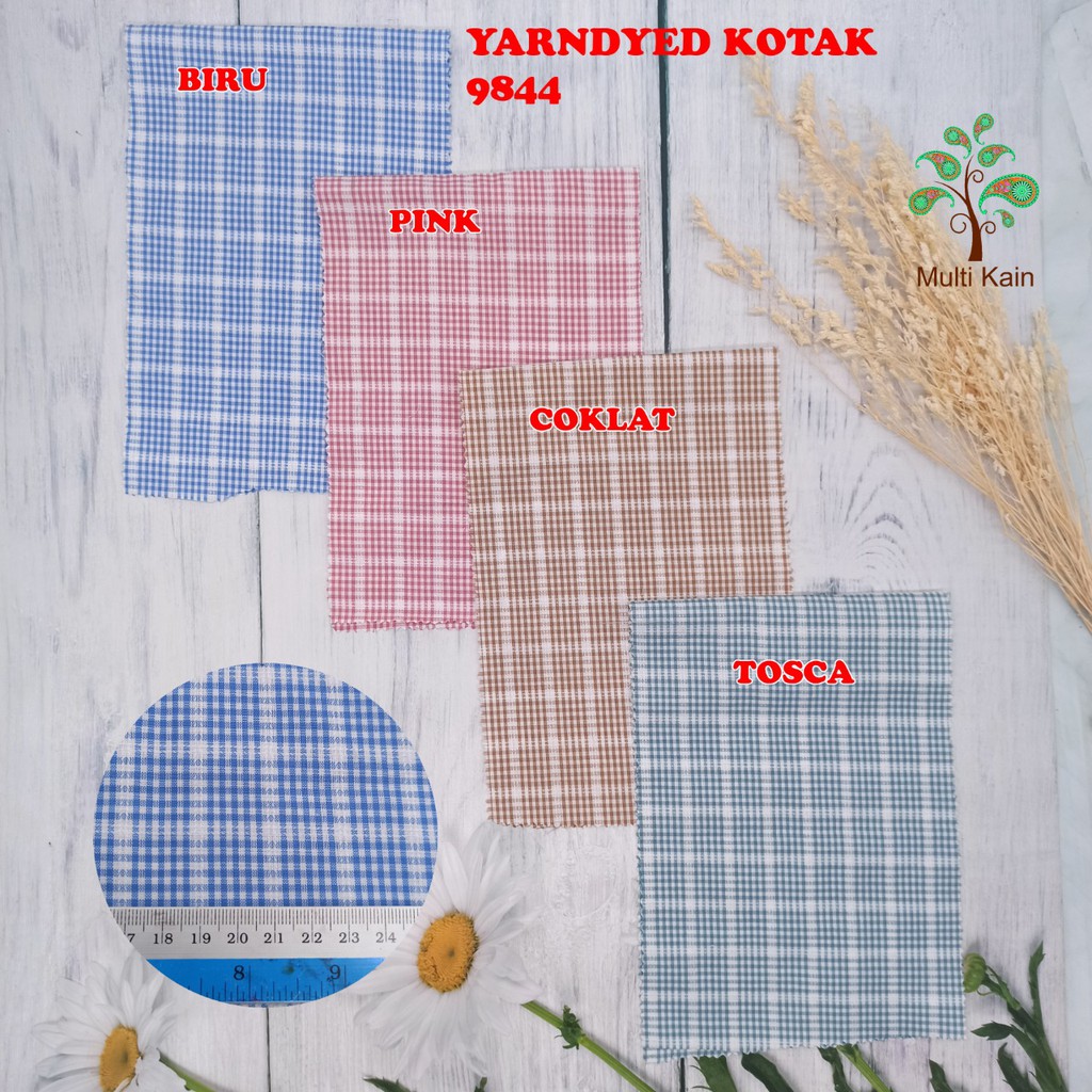 bahan multi kain katun tenun yarndyed kotak / salur basik basic