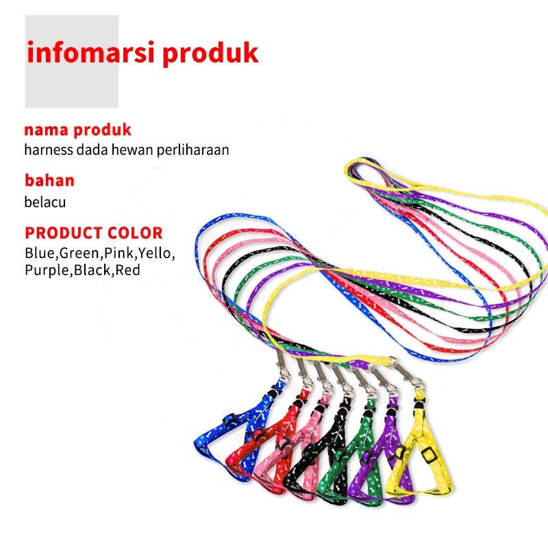 HARNES BENTUK Y MOTIF - Kalung Tali Tuntun Kucing Anjing Anak Kitten Puppy Aksesoris Hewan Murah - Harnes Penuntun Jalan Cat and Dog Rompi Panjang Kecil Besar Adjustable Size Pet Show