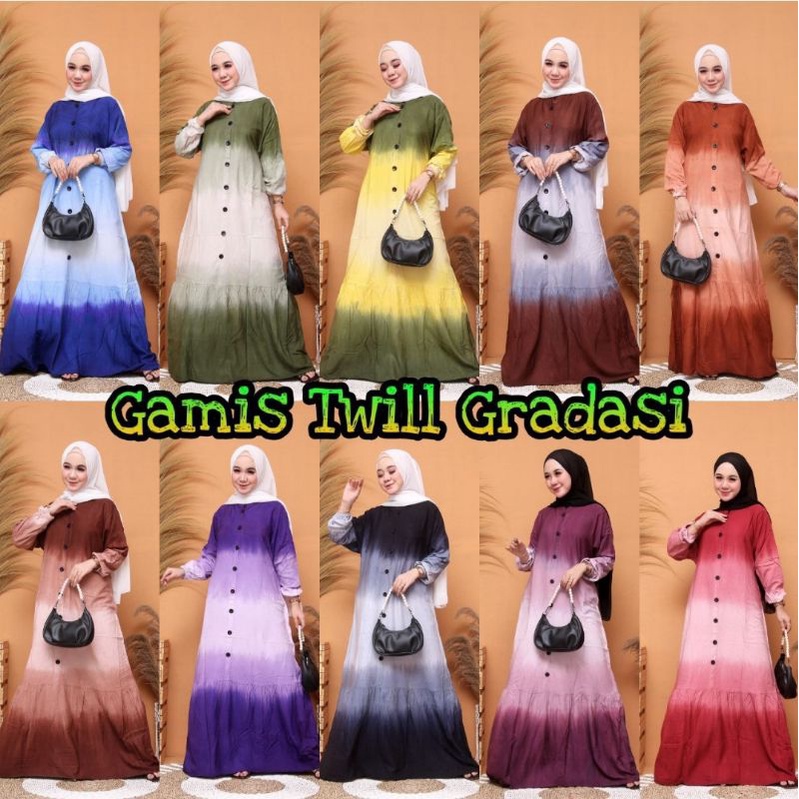 Gamis Gradasi Twill Ori