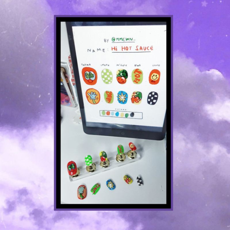 Press On Nails / Fake Nails / Custom Fake Nails Murah KPOP BTS EXO NCT