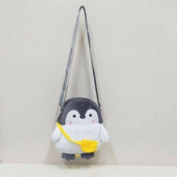 Tas Selempang Pinguin Bulu M/20cm/Tas samping/Selempang anak lucu/