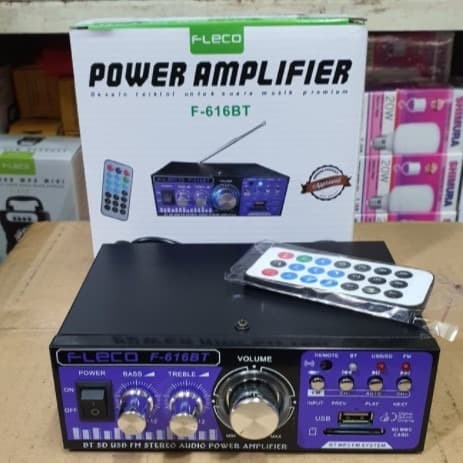 COD Amplifier Bluetooth Fleco F-616BT Power Amplifier AC DC Bluetooth USB FM SD Mp3 Fleco F-616BT