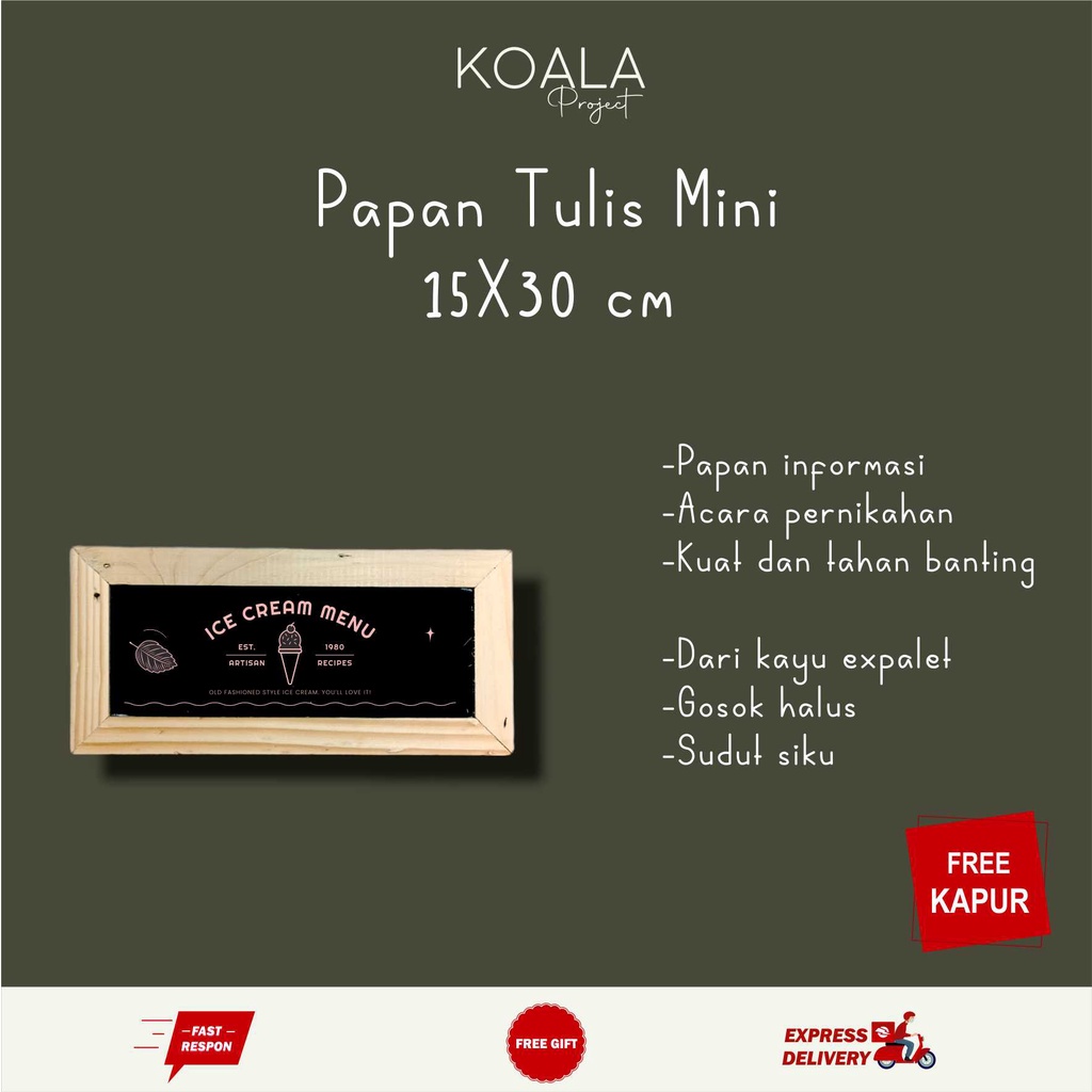 

PAPAN TULIS KAPUR HITAM BLACKBOARD CHALKBOARD 15X30 CM KOALA PROJECT
