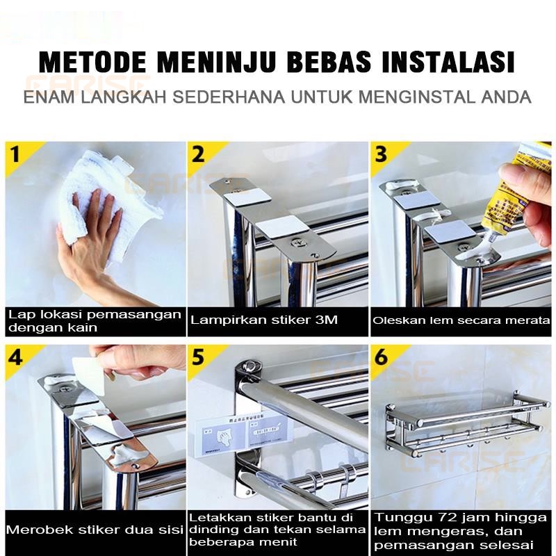 POTE Rak Kamar Mandi Dinding Rak Bumbu Dapur Stainless Steel Rak Tempel Gantung Rak Handuk Tempel