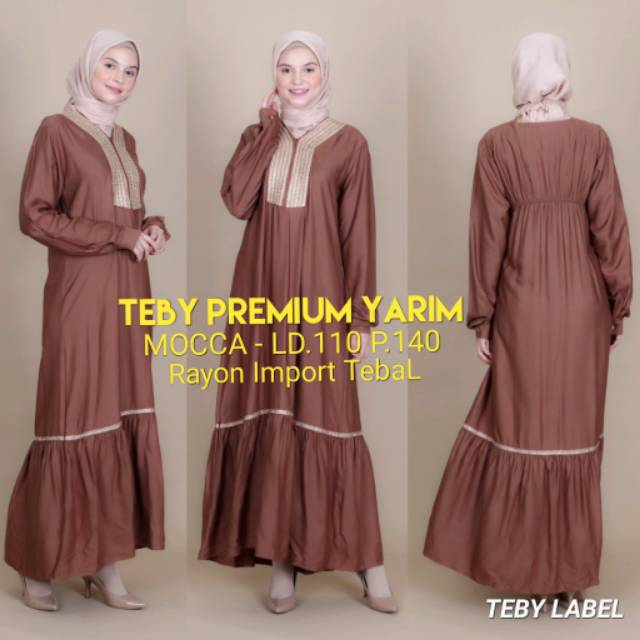 Daster arab Teby Premium YARIM Gamis Dress Twil Premium Renda Gold import