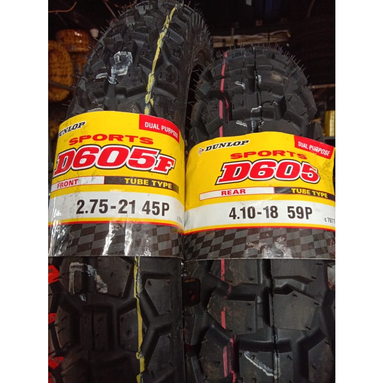 Paket Ban Dunlop D605 275 - 21 Dan 410 - 18 TRAIL TUBETYPE