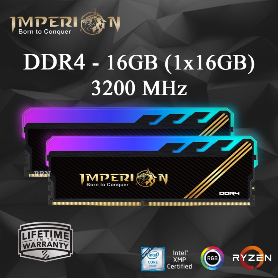 Ram pc gaming Imperion 16gb ddr4 3200mhz Pc4-25600 1.2v rgb IM3200D2N/16 longdimm - Memory komputer cpu Dimm