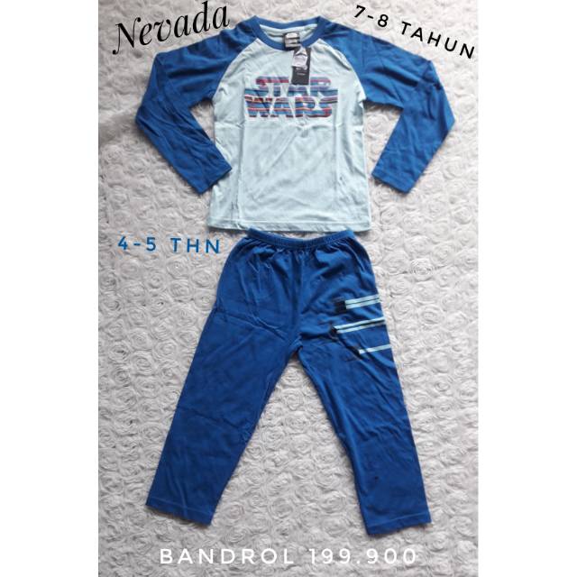 Nevada 4 5 7 8 tahun setelan kaos anak laki-laki cowok piayama baju tidur