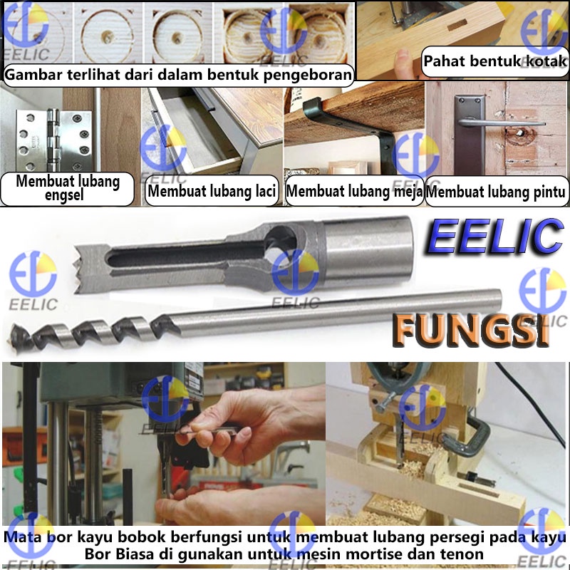 EELIC MBB-KY12MM Mata bor bobok kayu pahat untuk mesin mortise dan tenon ukuran 12 mm