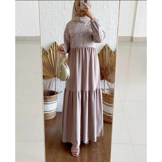 (MGA) GAMIS ROZATA OVERSIZE BROKAT DAILY BUSUI DRESS WOLFIS PREMIUM