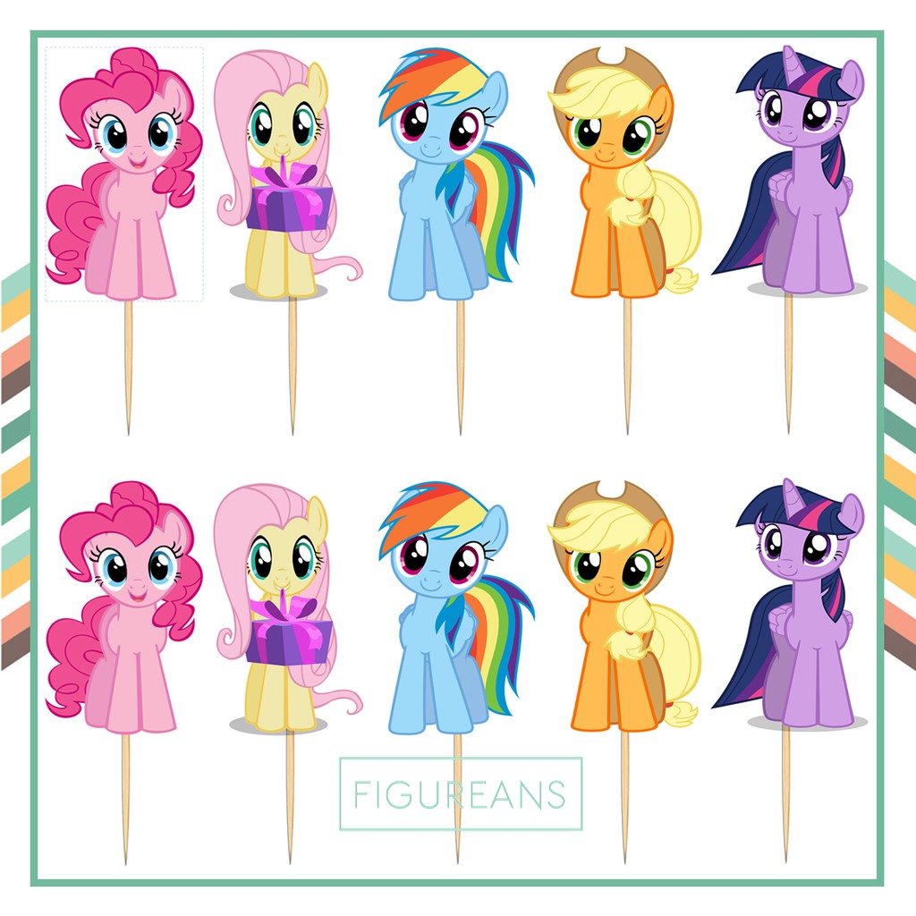 GROSIR PERLENGKAPAN PESTA LITTLE PONY ISI 10 CUP CAKE TOPPER HIASAN KUE ULTAH