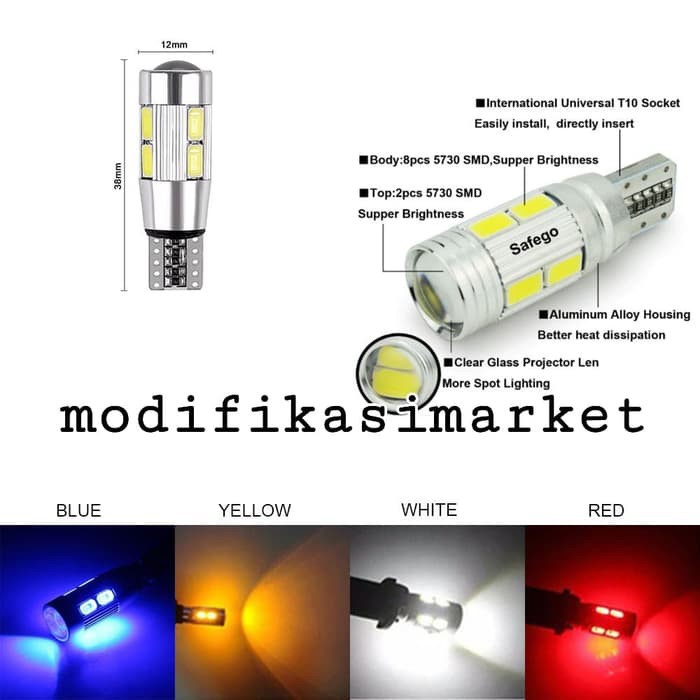  LAMPU  LED MOTOR TIPE CANBUS T10 COB 5630 5730 10 MATA SMD 