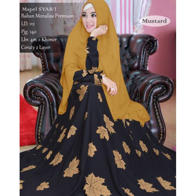 set hijab monalisa khimar ceruty motif maple