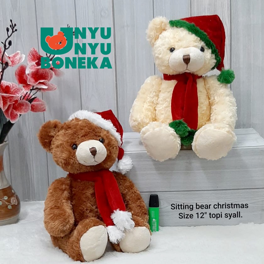 Boneka Teddy Bear Christmas 45cm/boneka Christmas beruang merry natal